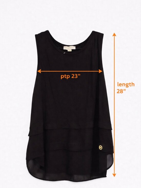 Michael Kors Sleeveless Layered Blouse Black Size XL Stretch Top - Picture 2 of 8